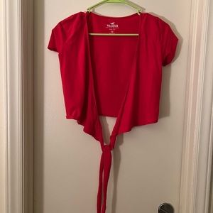 Red Hollister Front Tie Crop Top